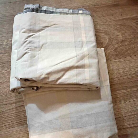 Wamsutta Grey/Blue/Ivory/Beige Plaid Cotton Blend Queen Sheet Set - Picture 1 of 2